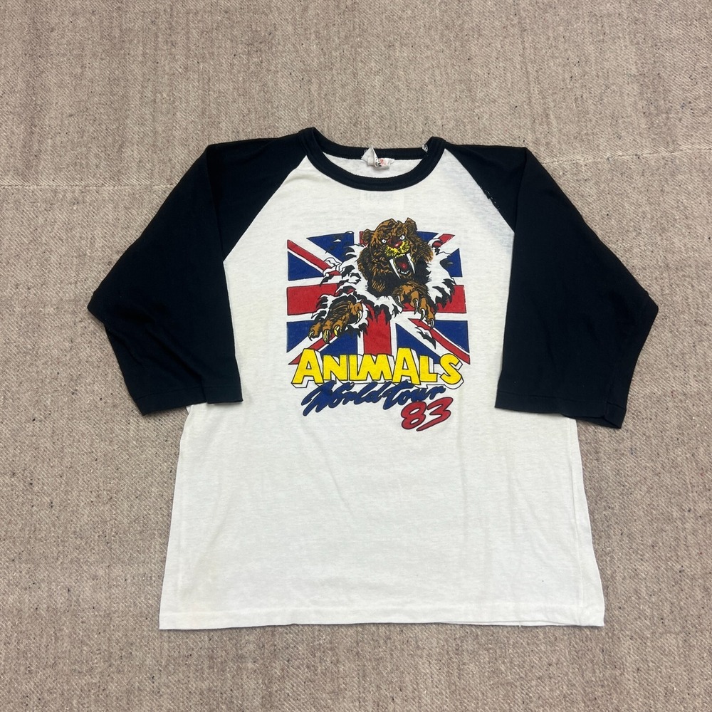 Vintage‎ Animals Shirt Mens Medium White 1983 World Tour Raglan